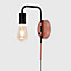ValueLights Pair Of Industrial Steampunk Copper And Black Pipework Plug in Swing Arm Wall Lights