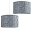 ValueLights Pair Of Large Modern Weave Design Drum Ceiling Pendant Light Shades In Grey Felt Finish