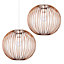 ValueLights Pair Of Metal Basket Style Globe Ceiling Pendant Light Shades In Copper Effect Finish