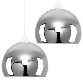 ValueLights Pair Of Mini Retro Chrome Arco Style Dome Ceiling Pendant Light Shades