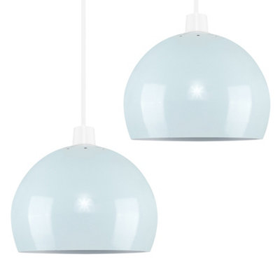 ValueLights Pair Of Mini Retro Gloss Pale Blue Arco Style Dome Ceiling Pendant Light Shades