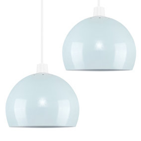 ValueLights Pair Of Mini Retro Gloss Pale Blue Arco Style Dome Ceiling Pendant Light Shades