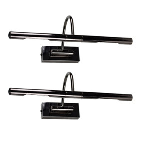 ValueLights Pair Of Modern Adjustable Black Chrome Twin Picture Wall Lights