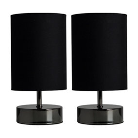 Tall Brass Tube Table Lamp With Black Shade -  Ireland