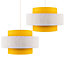 ValueLights Pair Of Modern Ceiling Pendant Light Shades In Mustard And Grey Herringbone Finish