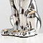 ValueLights Pair Of Modern Chrome Ceramic Rabbit Hare Table Lamps With Grey Shades
