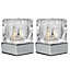 ValueLights Pair Of Modern Chrome Glass Ice Cube Touch Table Lamps