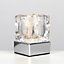 ValueLights Pair Of Modern Chrome Glass Ice Cube Touch Table Lamps