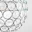 ValueLights Pair Of Modern Chrome Globe Ceiling Light Shades With Acrylic Crystal Effect Jewels