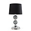 ValueLights Pair Of Modern Decorative Chrome And Mosaic Crackle Glass Table Lamps With Black Shade