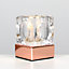 ValueLights Pair Of Modern Glass Ice Cube Touch Table Lamps With Copper Base