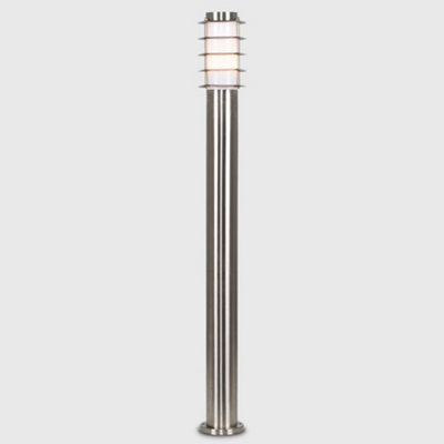 ValueLights Pair of - Modern Outdoor Stainless Steel Bollard Lantern Light Posts - 1 Metre - LED Candle Bulbs 3000K Warm White