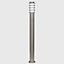 ValueLights Pair of - Modern Outdoor Stainless Steel Bollard Lantern Light Posts - 1 Metre - LED Candle Bulbs 3000K Warm White