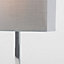 ValueLights Pair Of Modern Polished Chrome Square Tube Table Lamps With Grey Rectangular Shades