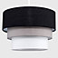 ValueLights Pair Of Modern Round 3 Tier Turquoise Black Grey And White Fabric Ceiling Light Shades