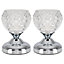 ValueLights Pair Of Modern Silver Chrome And Decorative Glass Bedside Touch Table Lamps