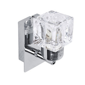 ValueLights Pair Of Modern Silver Chrome Plate And Clear Glass Ice Cube Shade Wall Spotlight Lamps
