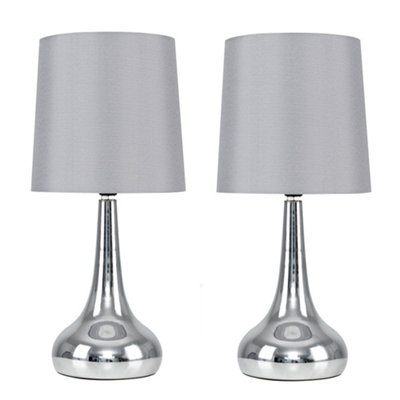 Silver bedside 2024 touch lamps