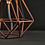 ValueLights Pair Of Modern Small Copper Metal Basket Cage Table Lamps With White Fabric Shades