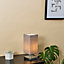 ValueLights Pair Of Modern Square Polished Chrome Touch Table Lamps With Grey Shades