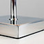ValueLights Pair Of Modern Square Polished Chrome Touch Table Lamps With Pink Shades