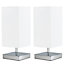 ValueLights Pair Of Modern Square Polished Chrome Touch Table Lamps With White Shades