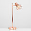 ValueLights Pair Of Modern Style Metal Basket Cage Desk Lamps In Copper Finish