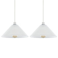 ValueLights Pair Of Modern White Frosted Glass Ceiling Light Shades