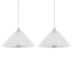 ValueLights Pair Of Modern White Frosted Glass Ceiling Light Shades