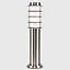 ValueLights Pair of Outdoor Stainless Steel Bollard Lantern Light Post 450mm Complete with 4w LED Candle Bulbs 3000K Warm White