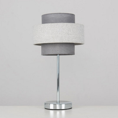 Pair of grey store bedside lamps