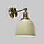 ValueLights Pair Of Retro Antique Brass Knuckle Joint Wall Lights With Gloss Cream Shades