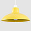 ValueLights Pair Of Retro Style Yellow Metal Easy Fit Ceiling Pendant Light Shades
