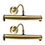 ValueLights Pair Of Traditional Adjustable Twin Picture Wall Lights In Antique Brass Effect Finish