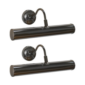 ValueLights Pair Of Traditional Adjustable Twin Picture Wall Lights In Black Chrome Finish