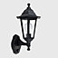 ValueLights Pair Of Traditional Style Black Outdoor Security PIR Motion Sensor IP44 Rated Wall Light Lanterns