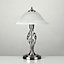ValueLights Pair Of Traditional Style Satin Nickel Barley Twist Table Lamps With Frosted Shades