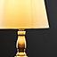 ValueLights Pair Of Vintage Traditional Antique Brassed Touch Table Lamps With Cream Shade