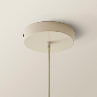 ValueLights Parker Cream and Walnut Pendant Ceiling Light and Bulb