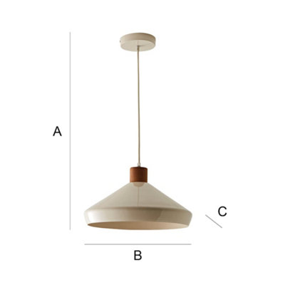 ValueLights Parker Cream and Walnut Pendant Ceiling Light and Bulb