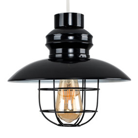 ValueLights Penglai Black Ceiling Pendant Shade and E27 Pear LED 4W Warm White 2700K Bulb