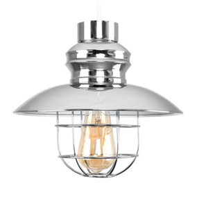 ValueLights Penglai Silver Ceiling Pendant Shade and B22 Pear LED 4W Warm White 2700K Bulb
