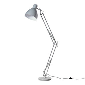 ValueLights Pikton Large Modern Angled Design Floor Lamp In Cool Grey Finish - Includes 6W LED Bulb 3000K Warm White