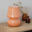 ValueLights Pin Stripe Peach Glass Table Lamp with Tapered Lampshade Bedside Light