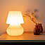 ValueLights Pin Stripe Peach Glass Table Lamp with Tapered Lampshade Bedside Light