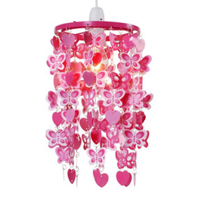 ValueLights Pink Children's Bedrook Nursery Hearts And Butterflies Ceiling Pendant Light Shade