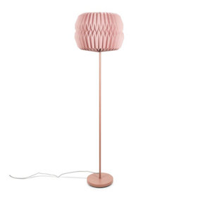 ValueLights Pink Metal Floor Lamp with Origami Paper Fold Lampshade