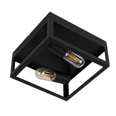 ValueLights Pisces Industrial Style Black 2 Way Caged Ceiling Light