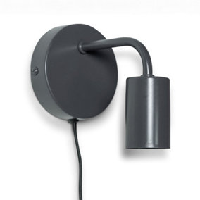 ValueLights Plug in Colour Pop Charcoal Grey Green Easy Fit Wall Light