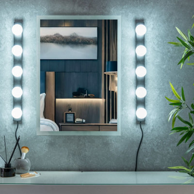 ValueLights Plug in Matt Black Hollywood Make Up Dressing Table Vanity Wall Light Glass Globe Lamp Shade - Bulbs Included